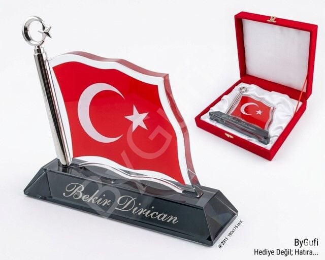 ByGufi Kişiye Özel Hediye Kristal Türk Bayrağı