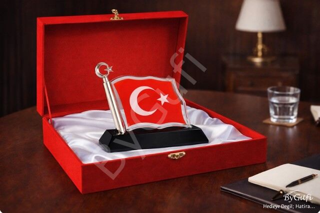 ByGufi Kişiye Özel Hediye Kristal Türk Bayrağı