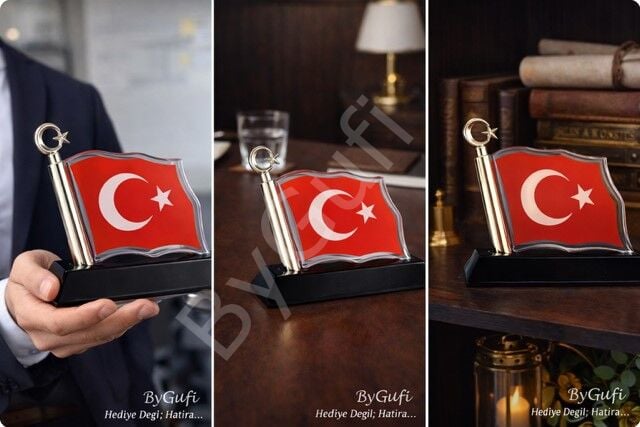 ByGufi Kişiye Özel Hediye Kristal Türk Bayrağı