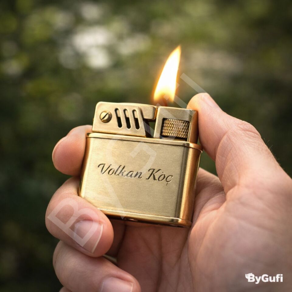 ByGufi Kuboy Benzinli Retro Metal Çakmak | Kişiye Özel Rüzgar Geçirmez Hediye Çakmak