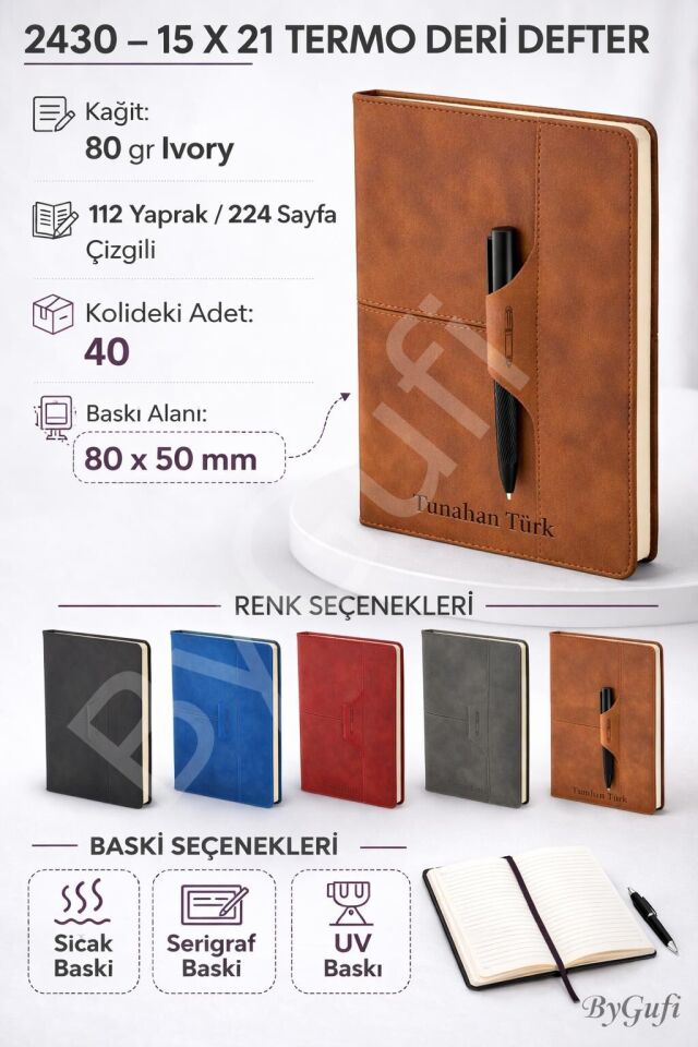ByGufi İsme Özel Hediye Deri Defter