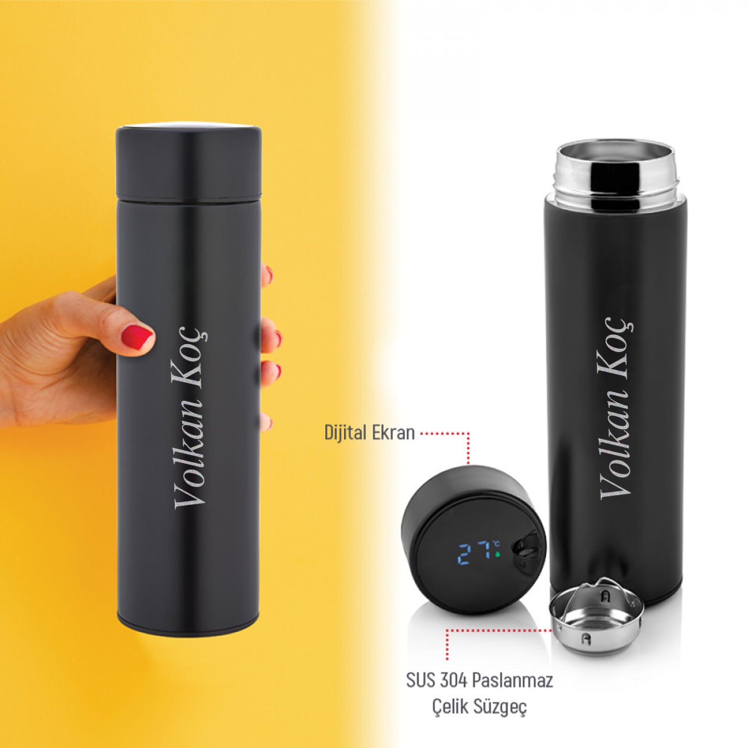 DİJİTAL SÜZGEÇLİ TERMOS / 450 ML