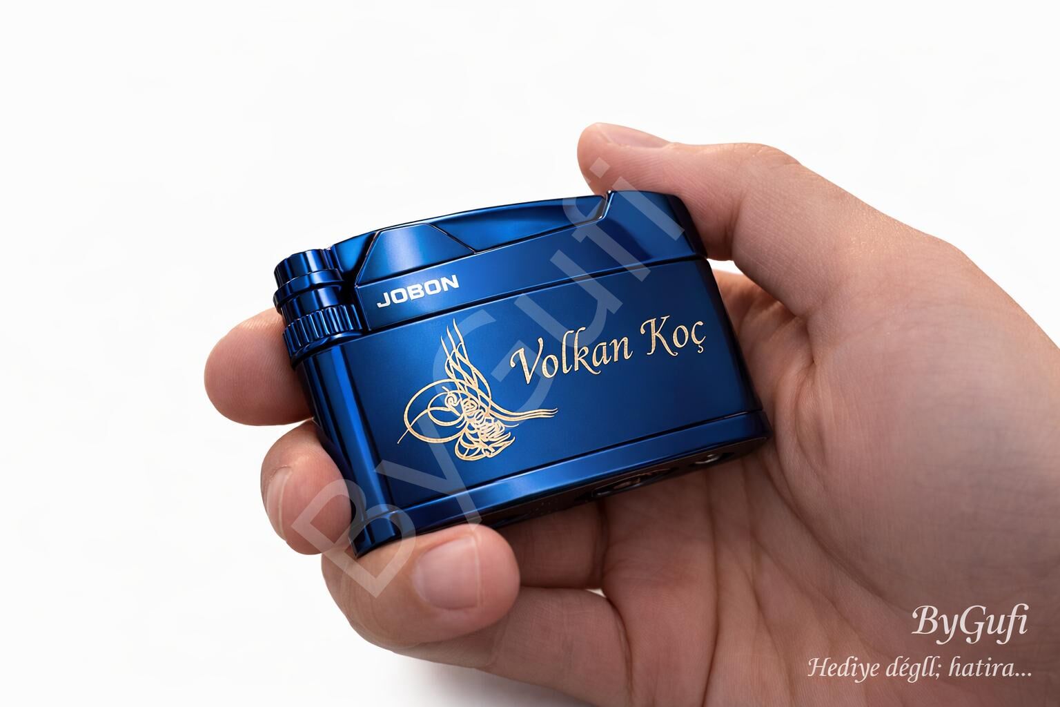 ByGufi Kişiye Özel Jobon Çakmak Osmanlı Tuğralı | İsim Yazılı Metal Çakmak
