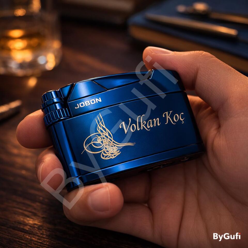 ByGufi Kişiye Özel Jobon Çakmak Osmanlı Tuğralı | İsim Yazılı Metal Çakmak
