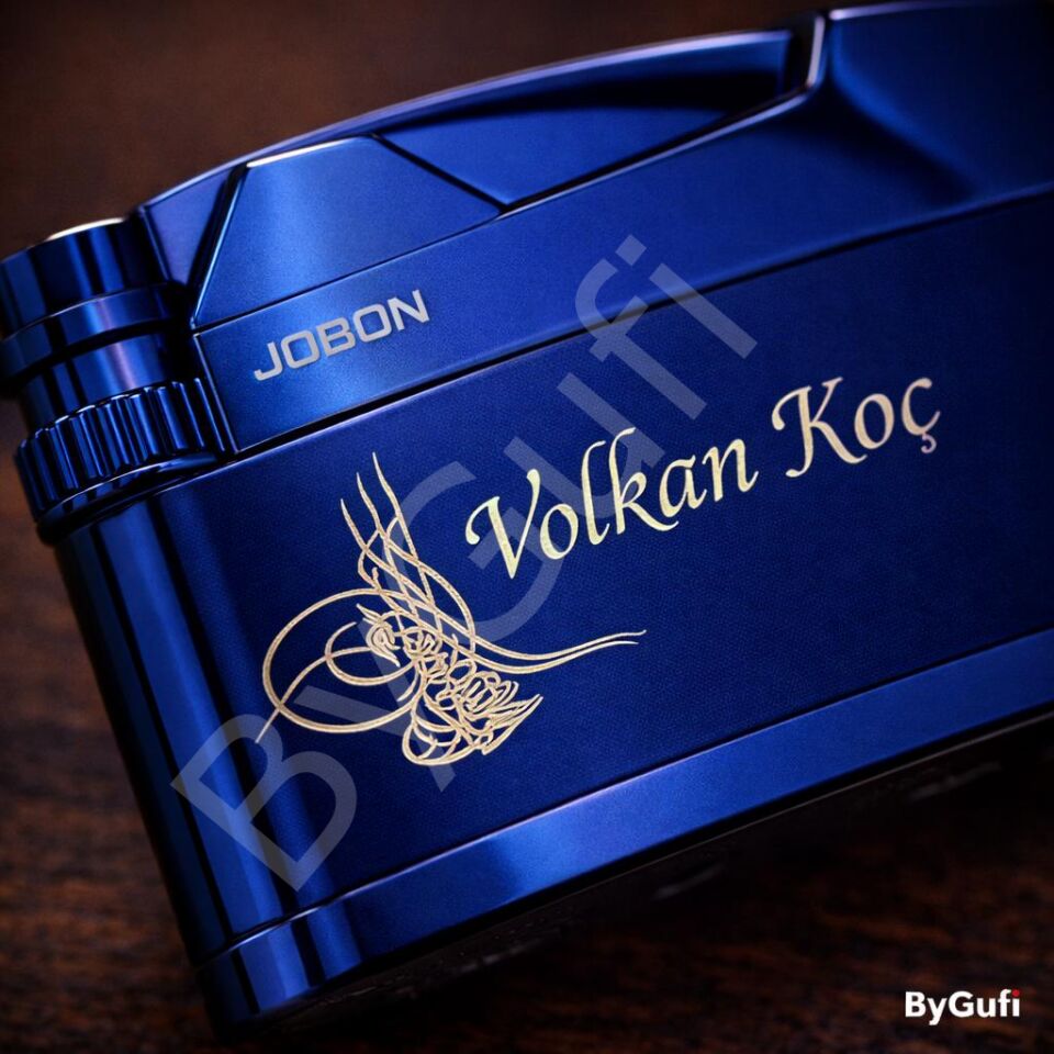 ByGufi Kişiye Özel Jobon Çakmak Osmanlı Tuğralı | İsim Yazılı Metal Çakmak