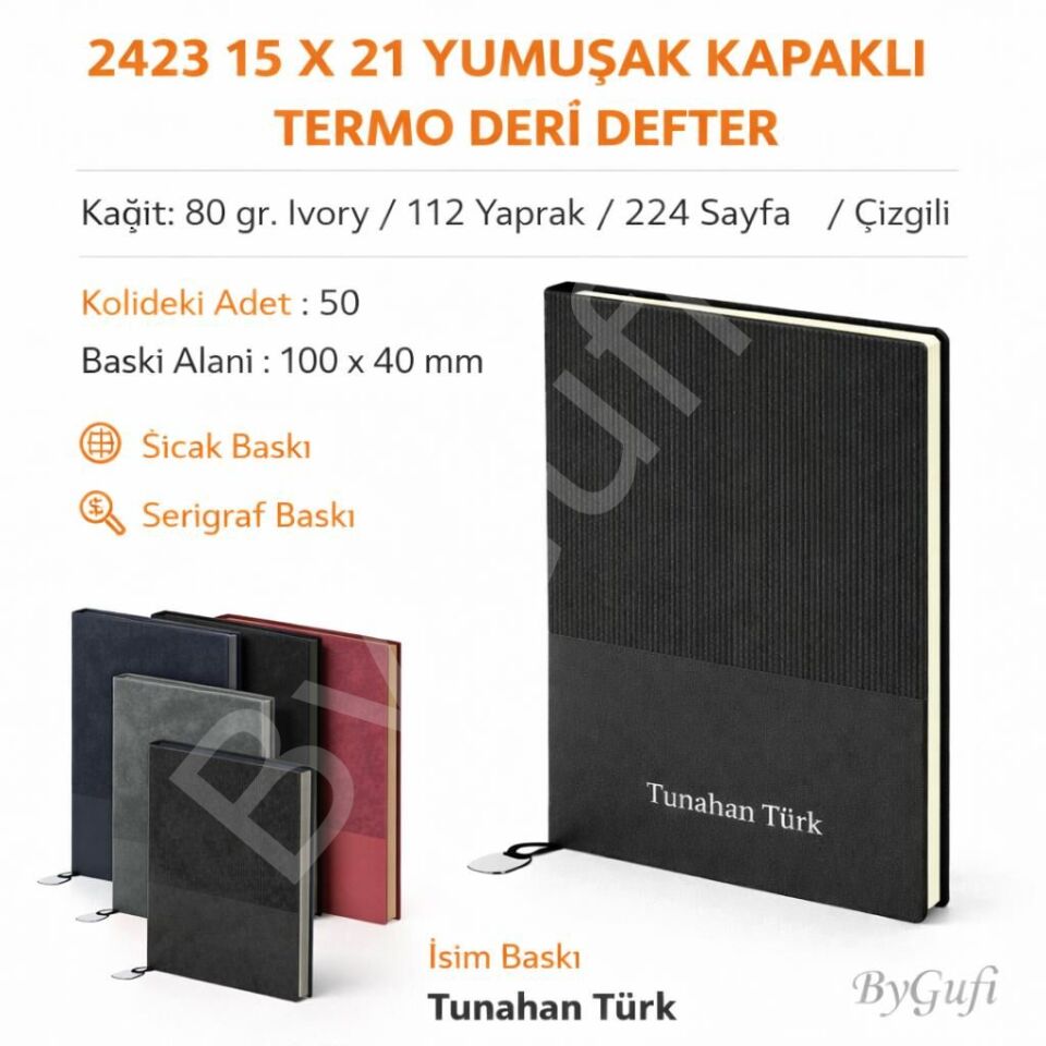 ByGufi İsme Özel Hediye Termo Deri Defter