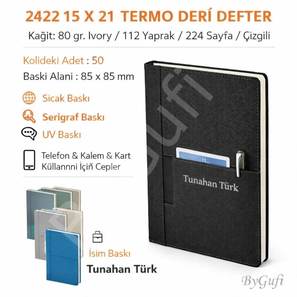 ByGufi İsme Özel Hediye Termo Deri Defter