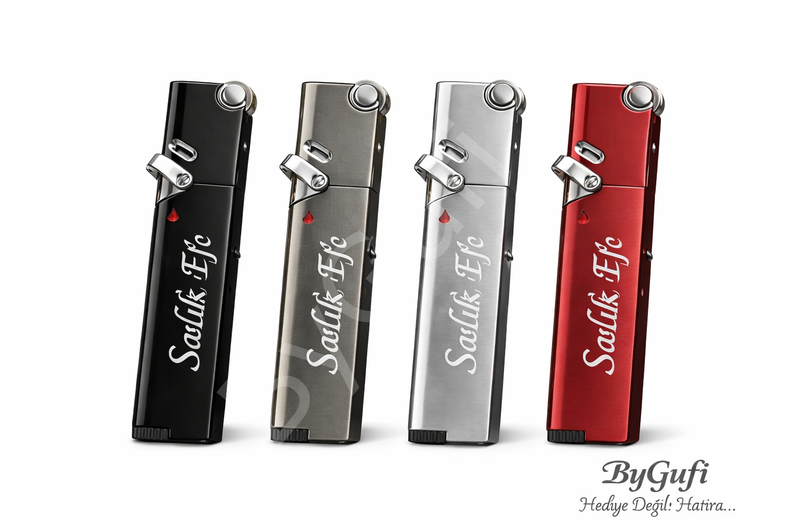 ByGufi Kişiye Özel Aomai Jet Alev Çakmak | İsme Özel Lazer Kazımalı Metal Hediye Çakmak