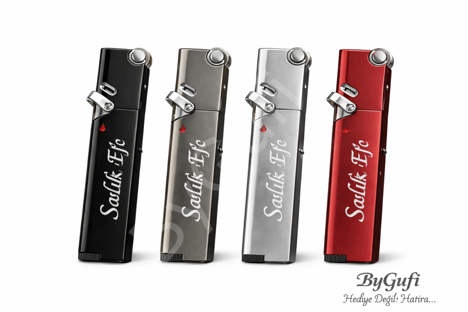 ByGufi Kişiye Özel Aomai Jet Alev Çakmak | İsme Özel Lazer Kazımalı Metal Hediye Çakmak