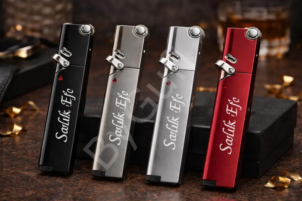 ByGufi Kişiye Özel Aomai Jet Alev Çakmak | İsme Özel Lazer Kazımalı Metal Hediye Çakmak