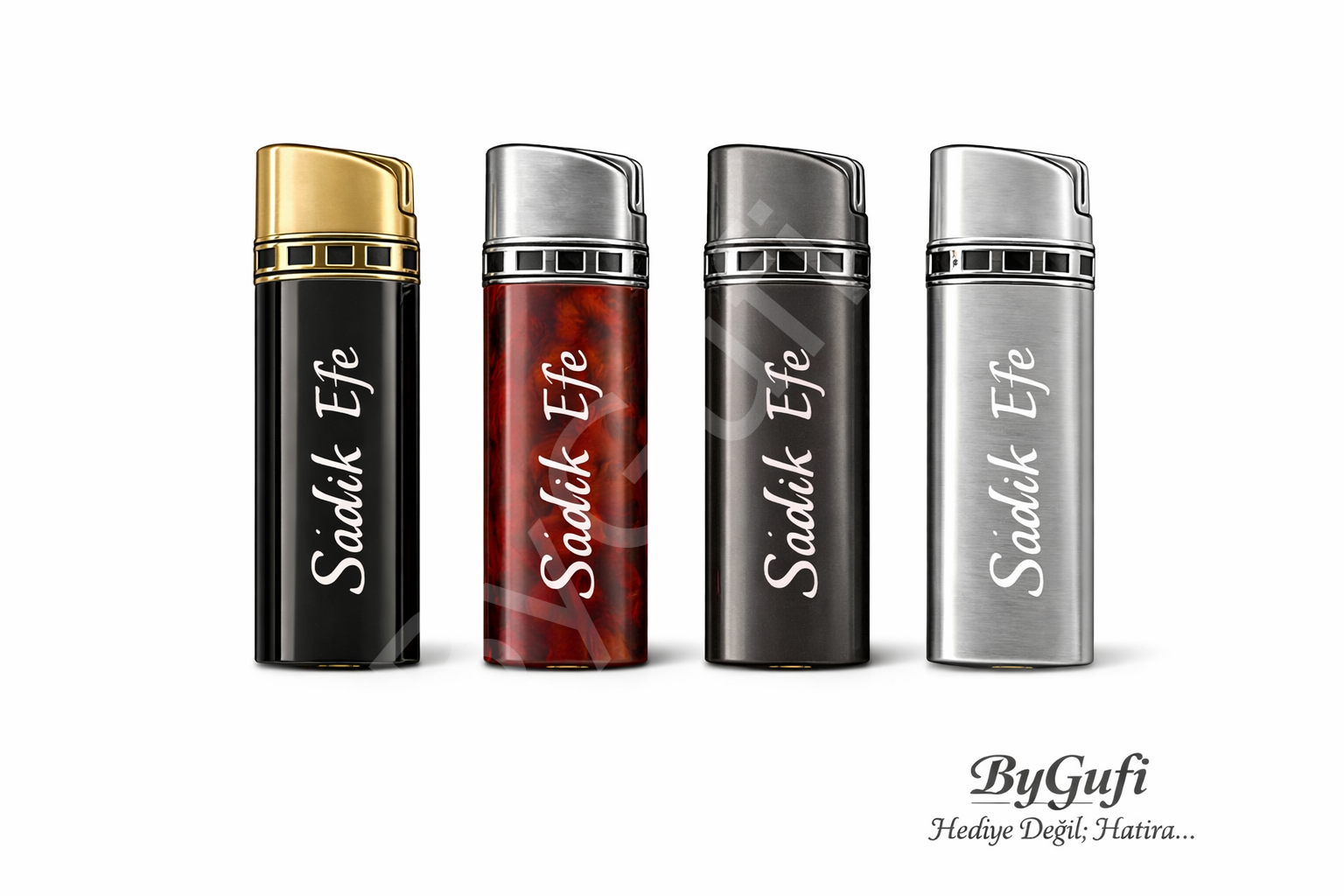 ByGufi Kişiye Özel Aomai Slim Pürmüzlü Çakmak | İsme Özel Jet Alev Çakmak