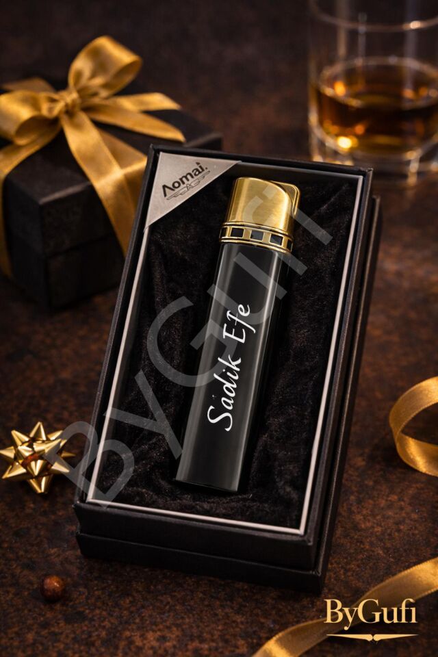 ByGufi Kişiye Özel Aomai Slim Pürmüzlü Çakmak | İsme Özel Jet Alev Çakmak