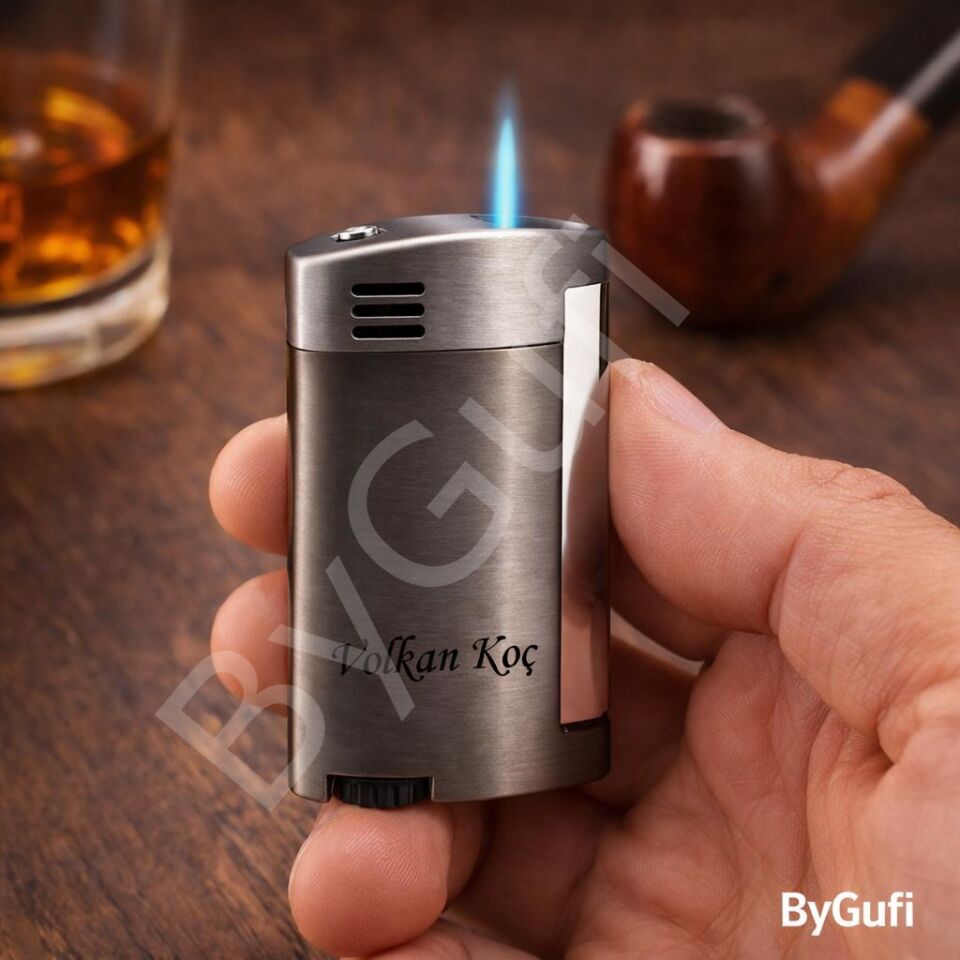 ByGufi Kişiye Özel Aomai Premium Pürmüz Çakmak | Gunmetal Metal Puro Çakmağı