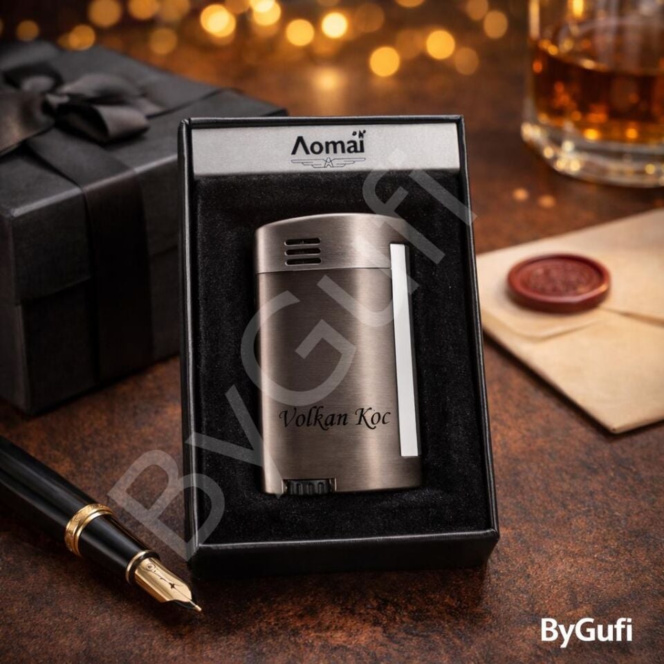 ByGufi Kişiye Özel Aomai Premium Pürmüz Çakmak | Gunmetal Metal Puro Çakmağı