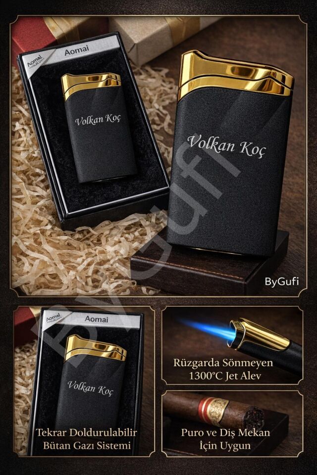 ByGufi Kişiye özel aomai puro çakmak | Lazer Kazımalı İmza Çakmak