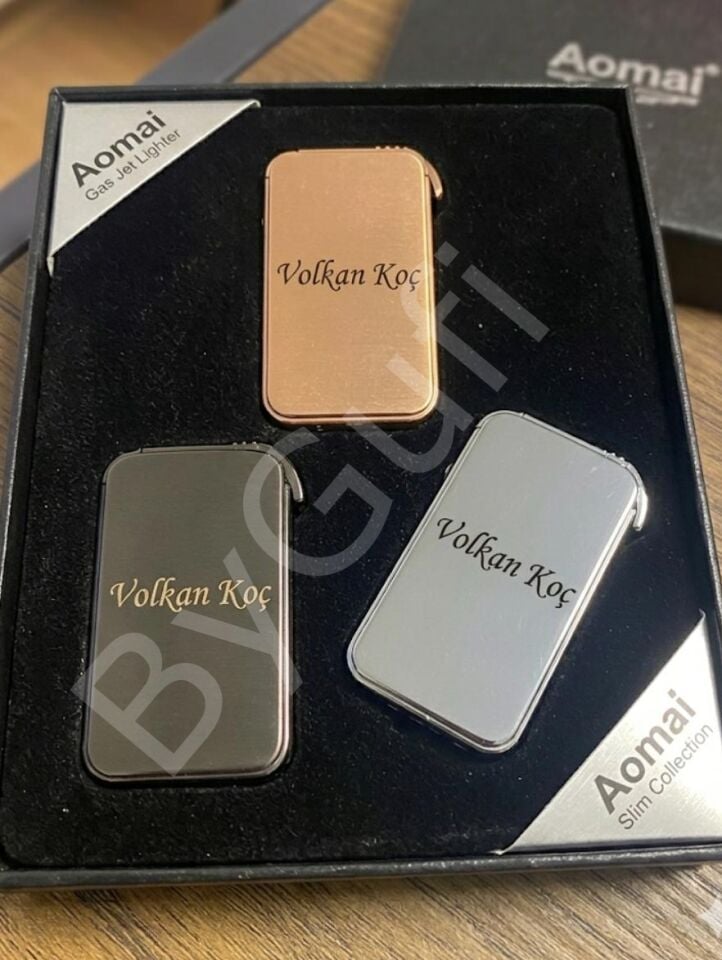ByGufi Kişiye Özel Aomai Slim Jet Alevli Metal Çakmak