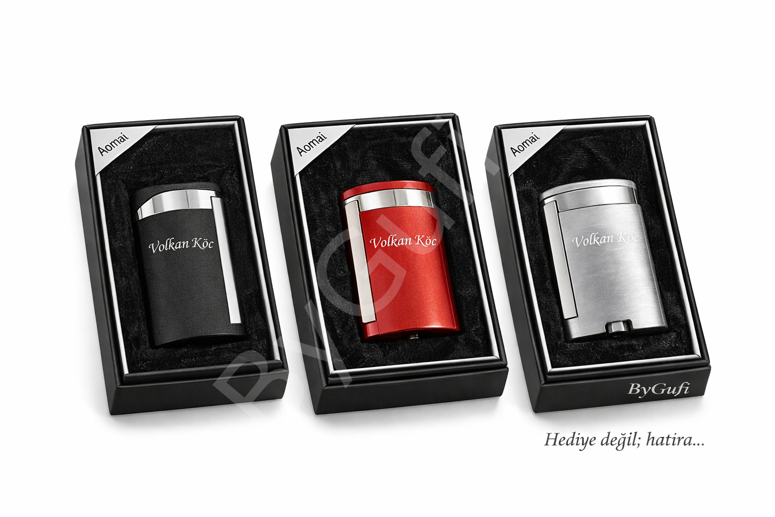 ByGufi Aomai isme özel Çakmak | İsme Özel Lazer Kazımalı Hediye