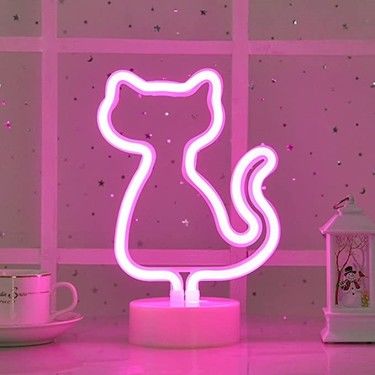 ByGufi Hediyelik LED Neon Gece Lambası – Kedi | Dekoratif, Masa ve Gece Lambası