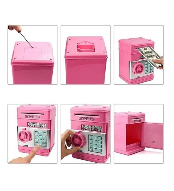 Otomatik Şifreli Pembe ATM Kumbara Kasa