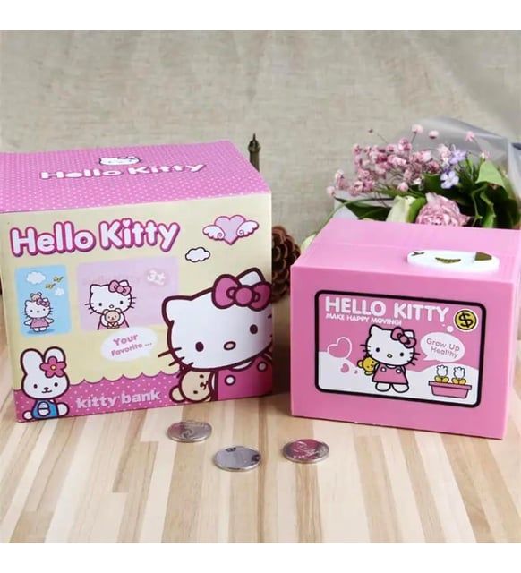 ByGufi Hello Kitty Sevimli Hırsız Kumbara – Müzikli Otomatik Para Toplayan Hediyelik Kutu