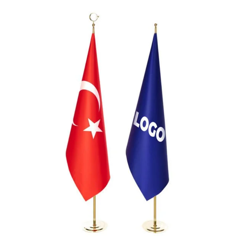 MAKAM BAYRAK SETİ 2Lİ (GOLD DİREK)