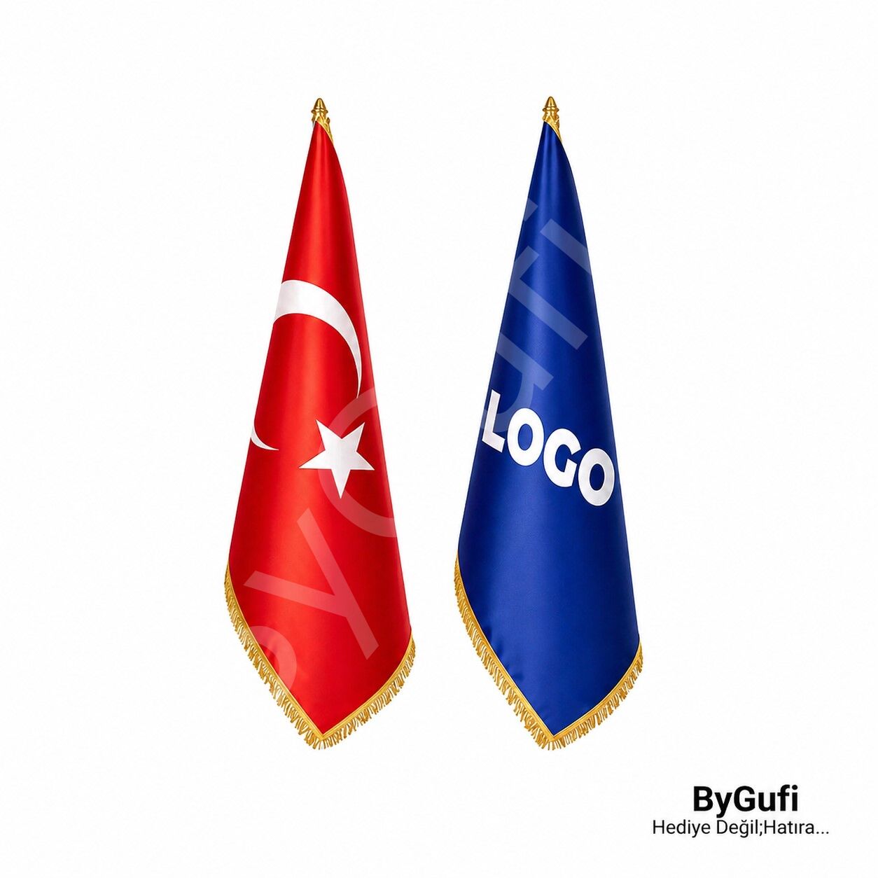 ByGufi Hediye Makam Bayrak Seti 2’li Direksiz Saçaklı