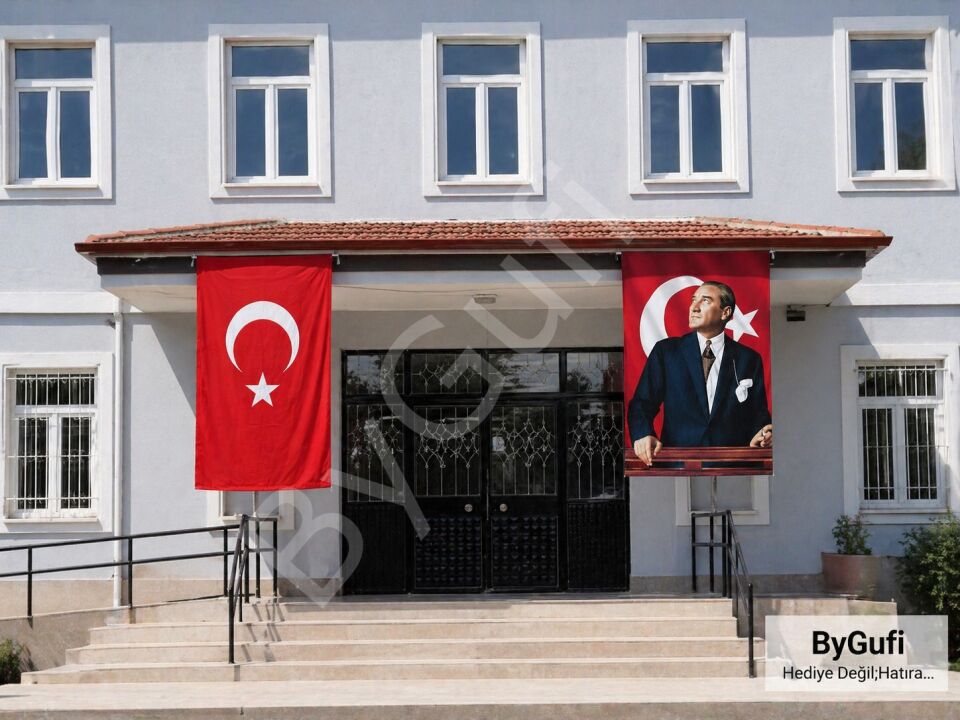 ByGufi Hediye Atatürk Posteri ve Türk Bayrağı 100x150 cm