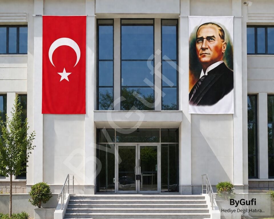ByGufi Hediye Atatürk Posteri ve Türk Bayrağı 100x150 cm