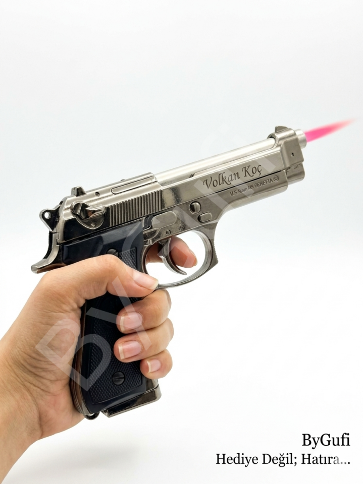 ByGufi İsme Özel Komple Metal Baretta Çakmak – Gümüş