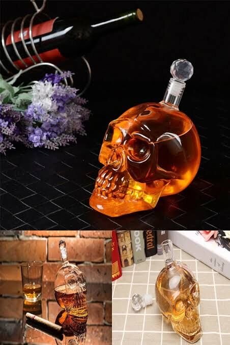 ByGufi Kuru Kafa Viski Şişesi – 1 Litre Kristal Cam, Dekoratif Şeffaf Tasarım, Özel Sunum ve Bar Standı Aksesuarı