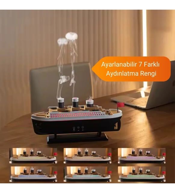 ByGufi Kişiye Özel Titanik Gemi Modeli Hava Nemlendirici – Dekoratif & Fonksiyonel, Aromaterapi Uyumlu, Nano Buhar Teknolojili, Uzaktan Kumandalı, Ev & Ofis Kullanımı