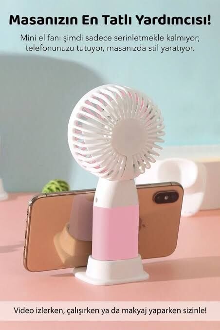 ByGufi Hediyelik Şarjlı El Fanı – Çilek Figürlü | Kompakt ve Taşınabilir Mini Fan