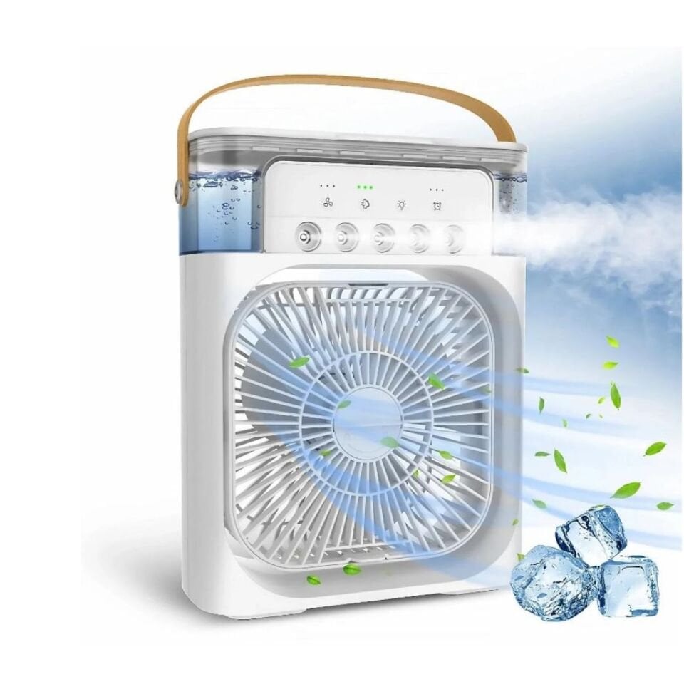 ByGufi Buzlu Buharlı Vantilatör Klima – Masaüstü Kişisel Hava Soğutucu, Nemlendirici ve LED Işıklı, Taşınabilir ve Çok Fonksiyonlu