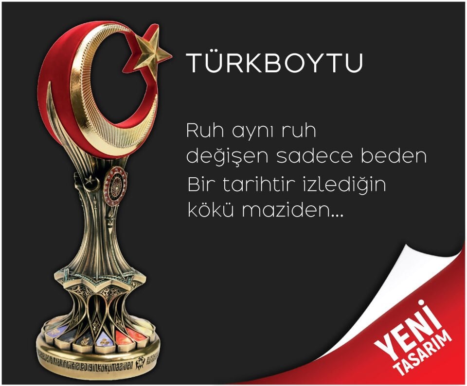 ByGufi TÜRKBOYTU Battal Boy – Antik Sarı | 100. Yıl Özel Tasarım Kültürel Dekoratif Obje | 3 Boyutlu Alem Formu