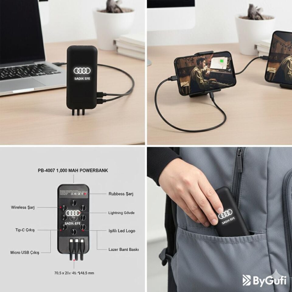 ByGufi Kişiye Özel Hediye 10.000 mAh Powerbank