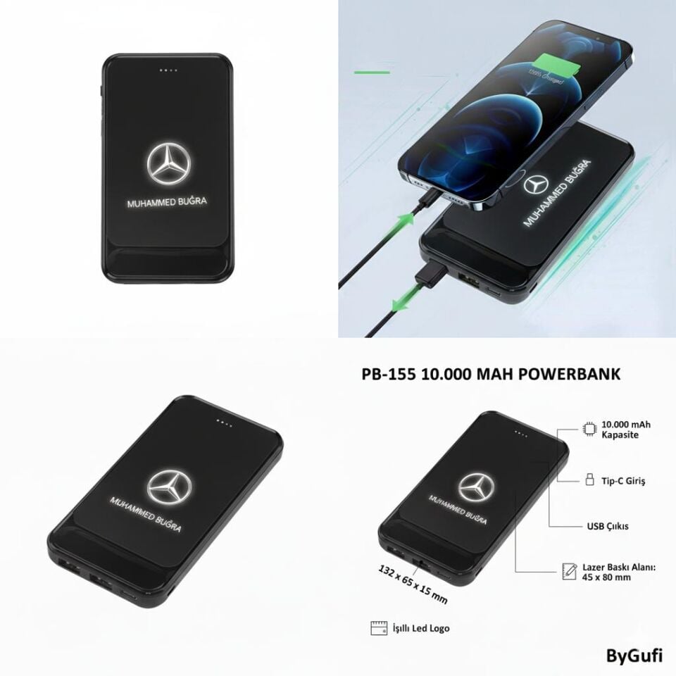 ByGufi Kişiye Özel Hediye 10.000 mAh Powerbank