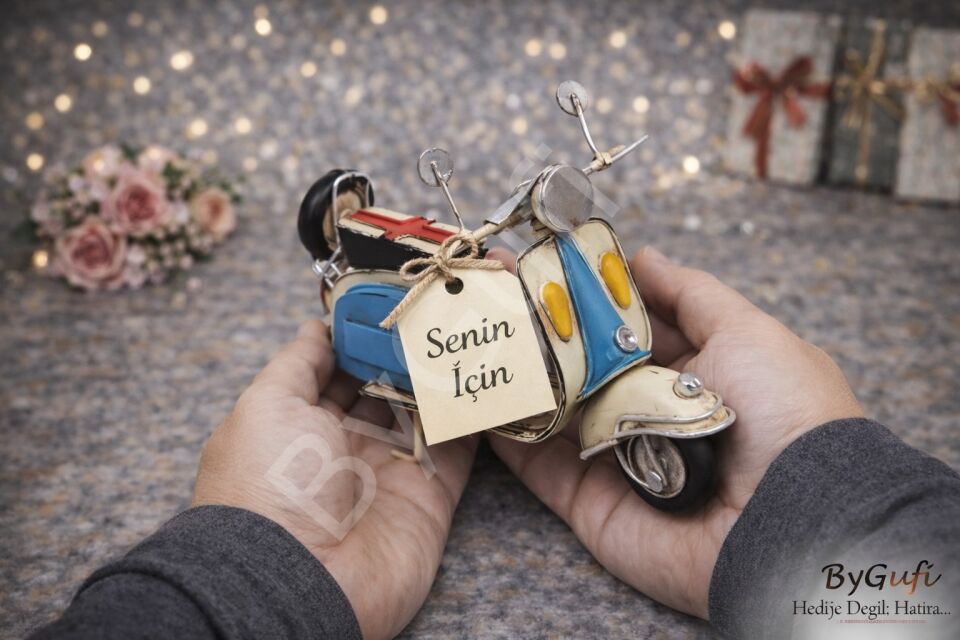 ByGufi Hediyelik Nostaljik Dekoratif Vespa Metal Scooter