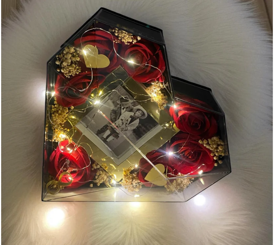 ByGufi Kalp Şeklinde Işıklı Hediyelik Çerçeve