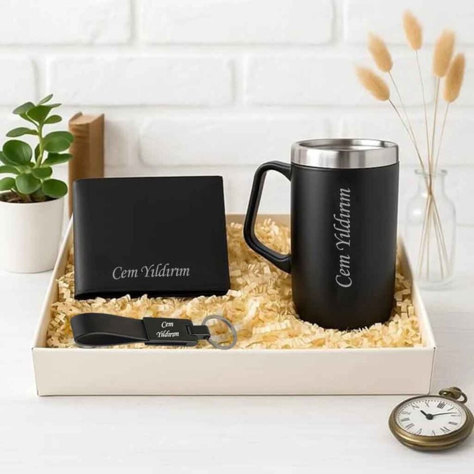 ByGufi İsme Özel Termos, Cüzdan ve Anahtarlık Seti