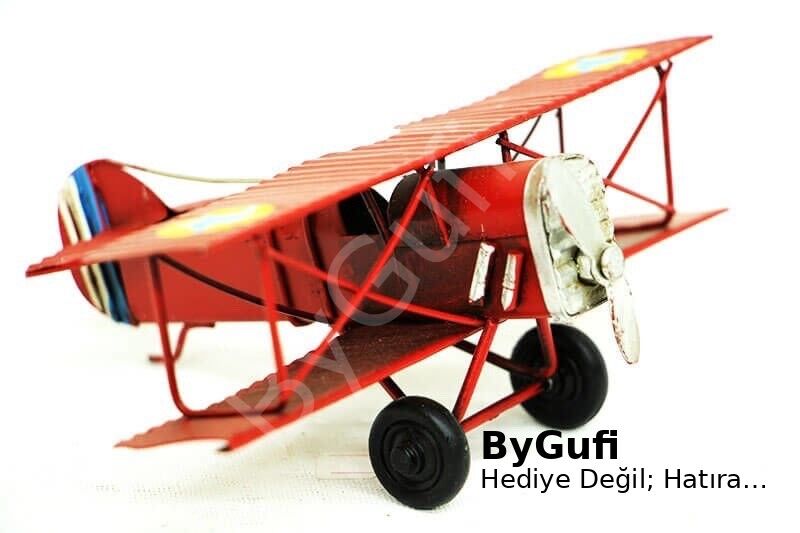 ByGufi Hediyelik Nostaljik Dekoratif Metal Uçak Çift Kanatlı