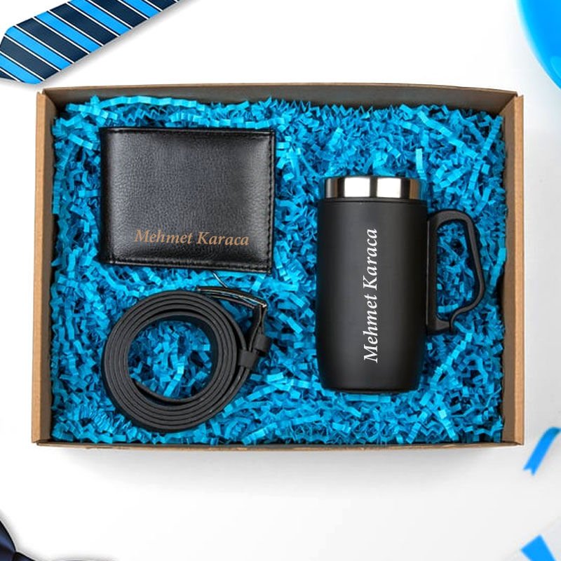 ByGufi Kişiye Özel Termos, Cüzdan ve Kemer Seti