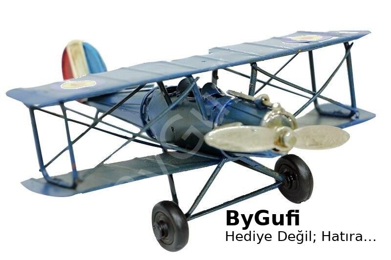 ByGufi Hediyelik Nostaljik Dekoratif Metal Uçak Çift Kanatlı