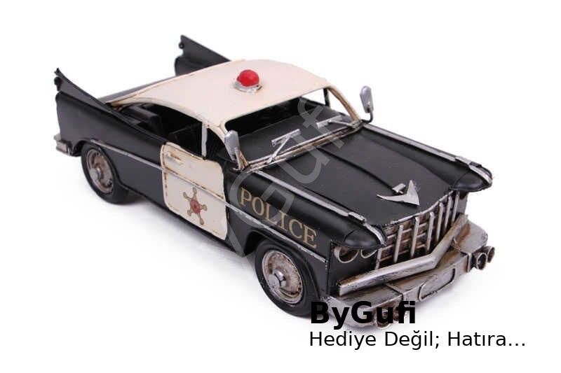 ByGufi Hediye Nostaljik Dekoratif Metal Polis Arabası