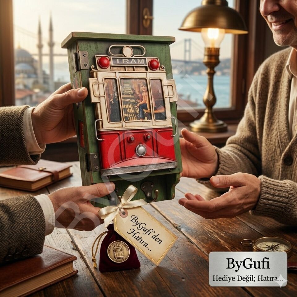 ByGufi Hediye Nostaljik Anahtarlık Çerçeveli Taksim Tramvay