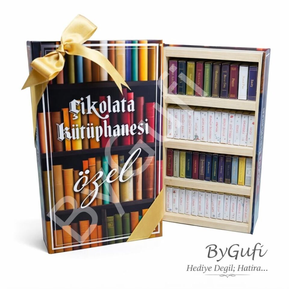 ByGufi Kişiye Özel Hediye Çikolata Kütüphanesi Özel Kutu