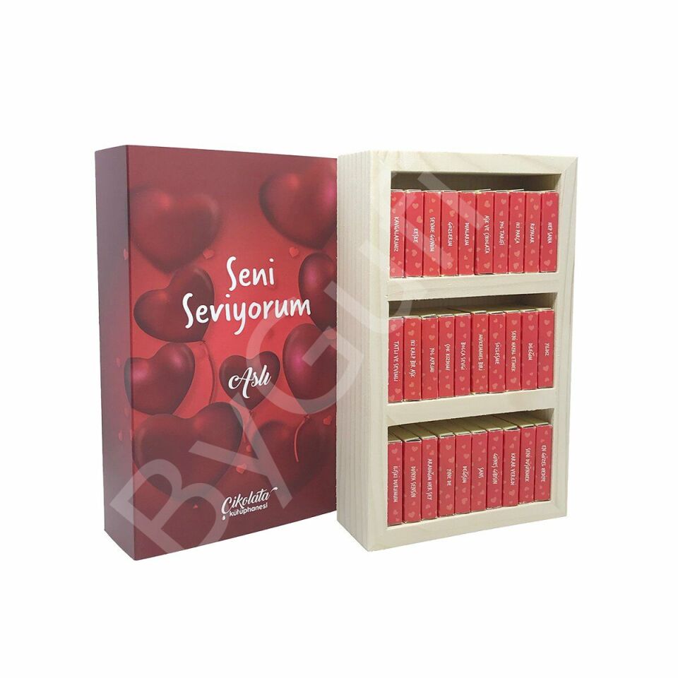 ByGufi Kişiye Özel Hediye Çikolata Kütüphanesi Seni Seviyorum