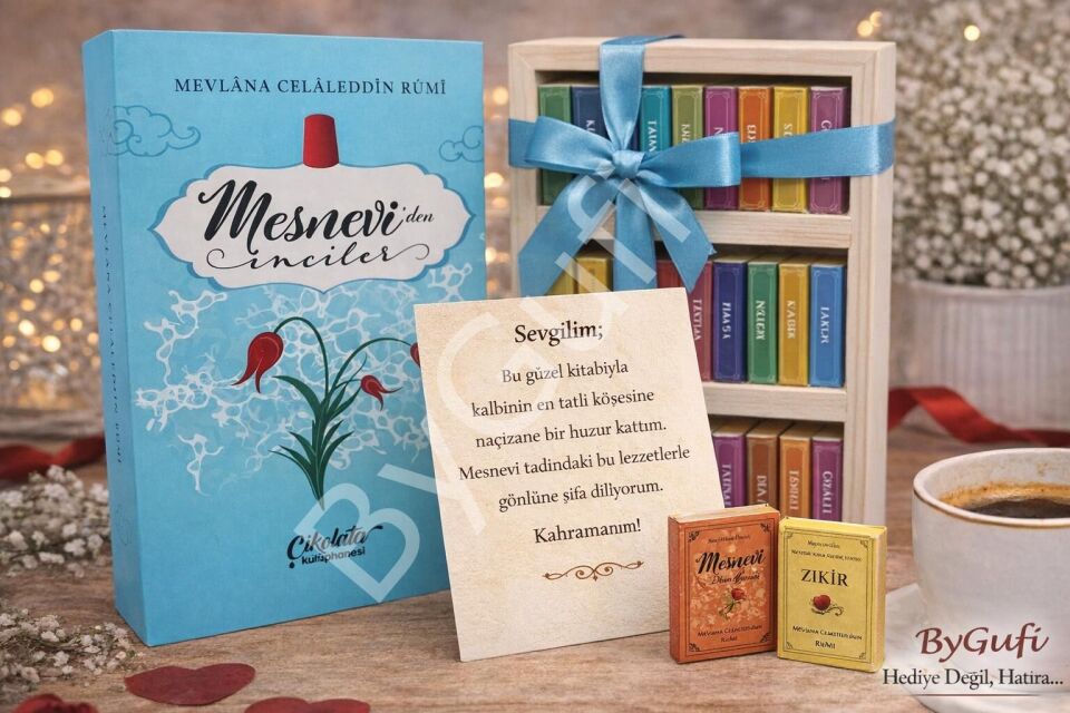 ByGufi İsme Özel Hediyelik  Çikolata Kütüphanesi Mevlana