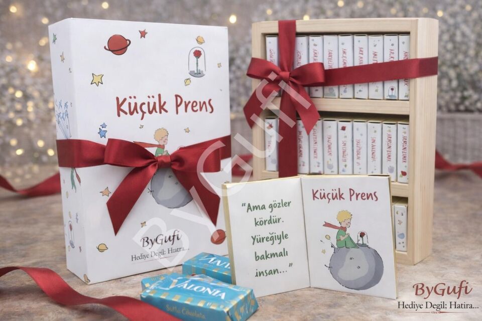 ByGufi Kişiye Özel Hediye Çikolata Kütüphanesi Küçük Prens
