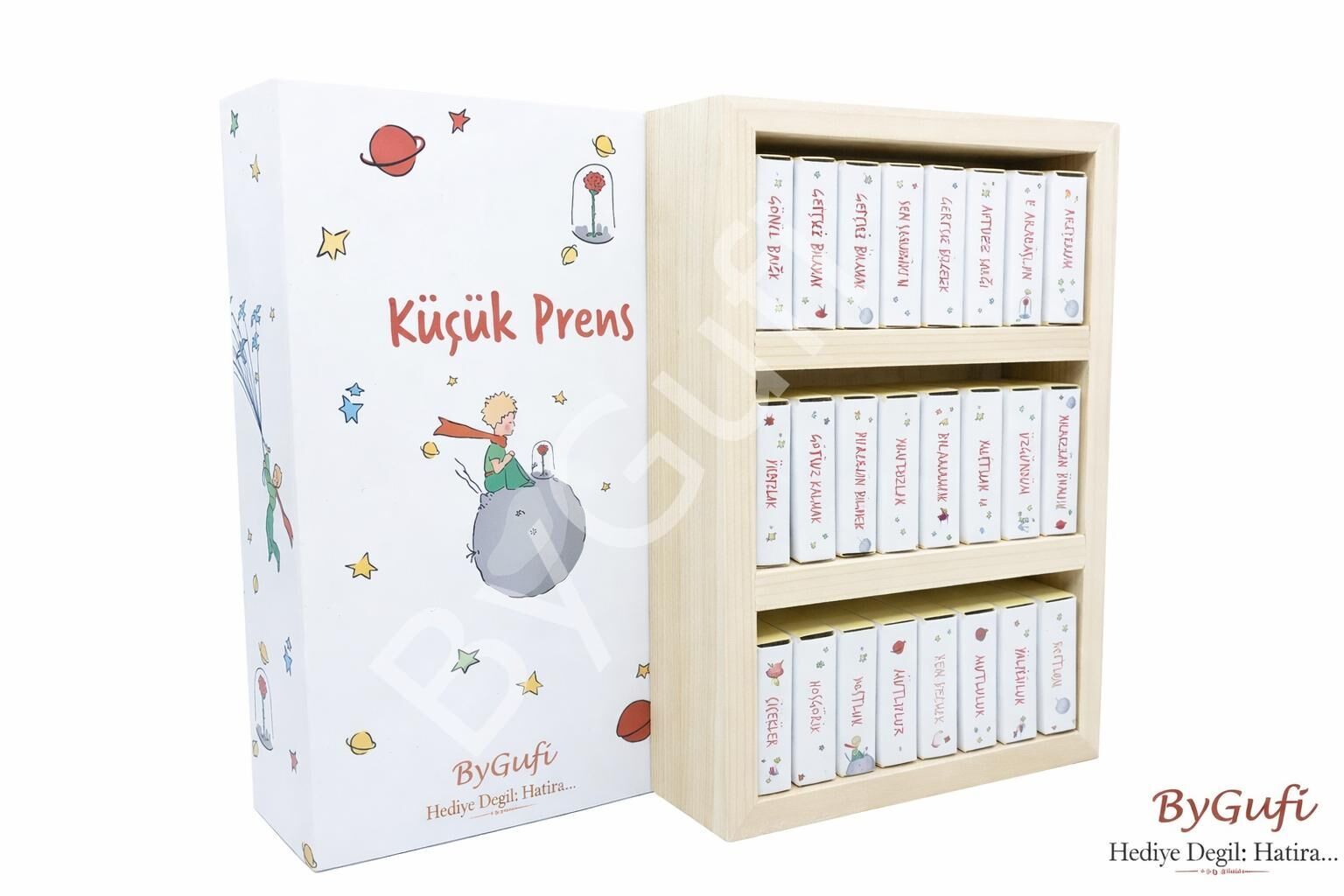 ByGufi Kişiye Özel Hediye Çikolata Kütüphanesi Küçük Prens