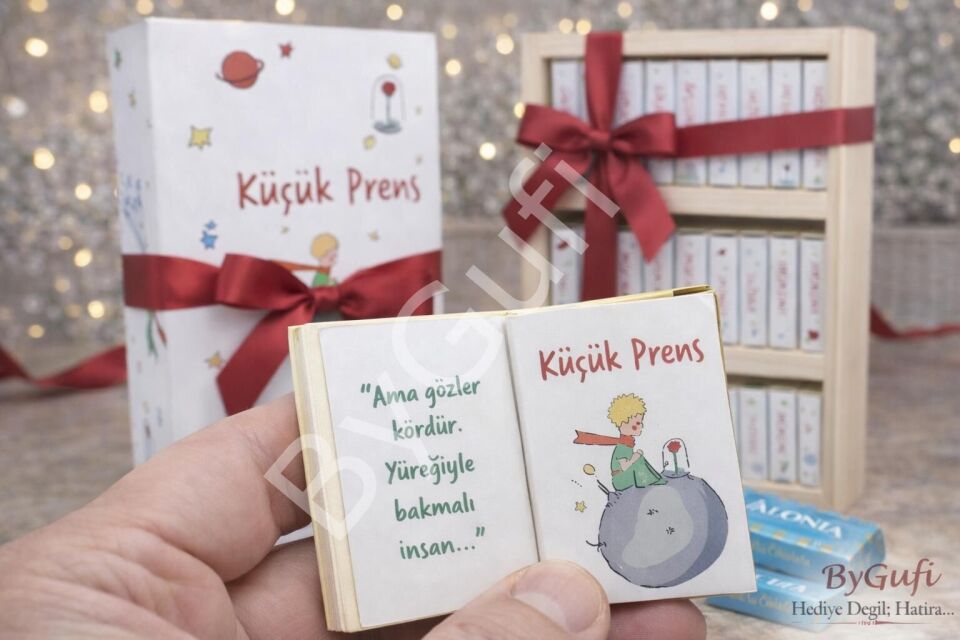 ByGufi Kişiye Özel Hediye Çikolata Kütüphanesi Küçük Prens